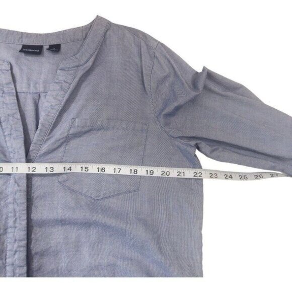 Westbound Women SZ Large 100% Cotton Blue Chambray Knit Button Up Shirt Top - Picture 5 of 12